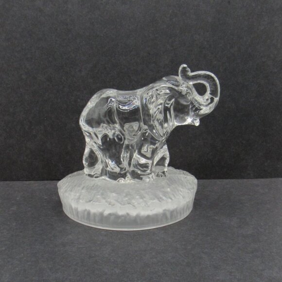 Crystal ELEPHANT Mom and BABY Calf Figurine on Frosted Base Vintage - Picture 1 of 11